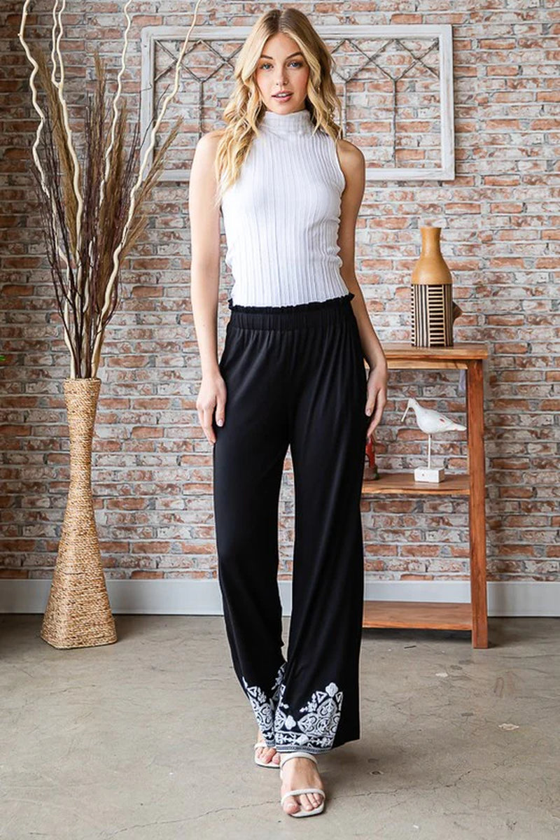 Solid Damask Casual Pants plus Size