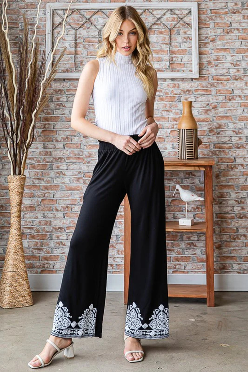 Solid Damask Casual Pants plus Size